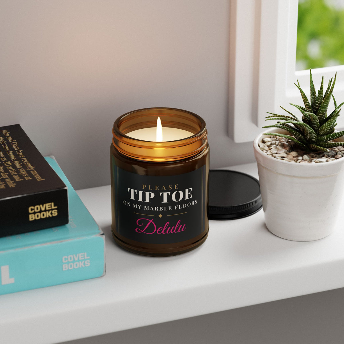 Scented Soy Candle — Amber Jar, 'Tip Toe' Fragrance (Multi-Size)