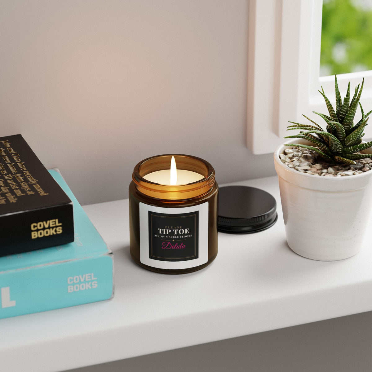 Scented Soy Candle — Amber Jar, 'Tip Toe' Fragrance (Multi-Size)