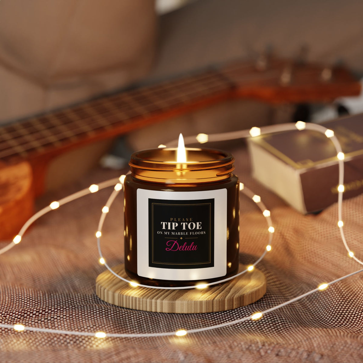 Scented Soy Candle — Amber Jar, 'Tip Toe' Fragrance (Multi-Size)